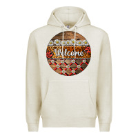 Oatmeal Heather ladybug welcome ornament Premium Hoodie - BarkalooDesign