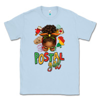 Dusty Blue juneteenth afro messy bun postal girl Classic Tee - texasbilliewilder