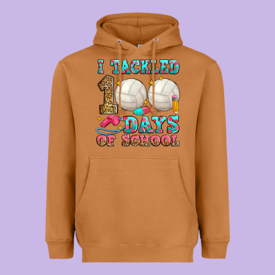 I Tackled 100 Days Of School Volleyball Heavyweight Hoodie Designed By Zillion Design Studio