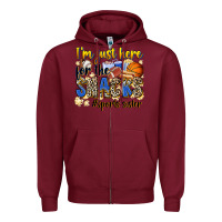 Burgundy im just here for the snacks sports sister Zipper Hoodie - Zillion Design Studio