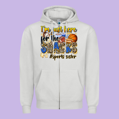 Im Just Here For The Snacks Sports Sister Zipper Hoodie Designed By Zillion Design Studio