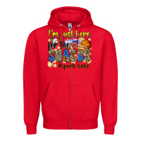 Red im just here for the snacks sports sister Zipper Hoodie - Zillion Design Studio