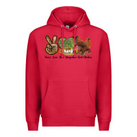 Cardinal Peace Love New Hampshire Red Chicken Premium Hoodie - LillyAllenDesigns