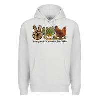 Dove Grey Peace Love New Hampshire Red Chicken Premium Hoodie - LillyAllenDesigns