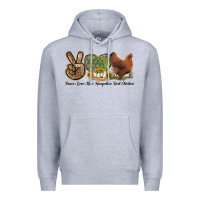 Heather Grey Peace Love New Hampshire Red Chicken Premium Hoodie - LillyAllenDesigns