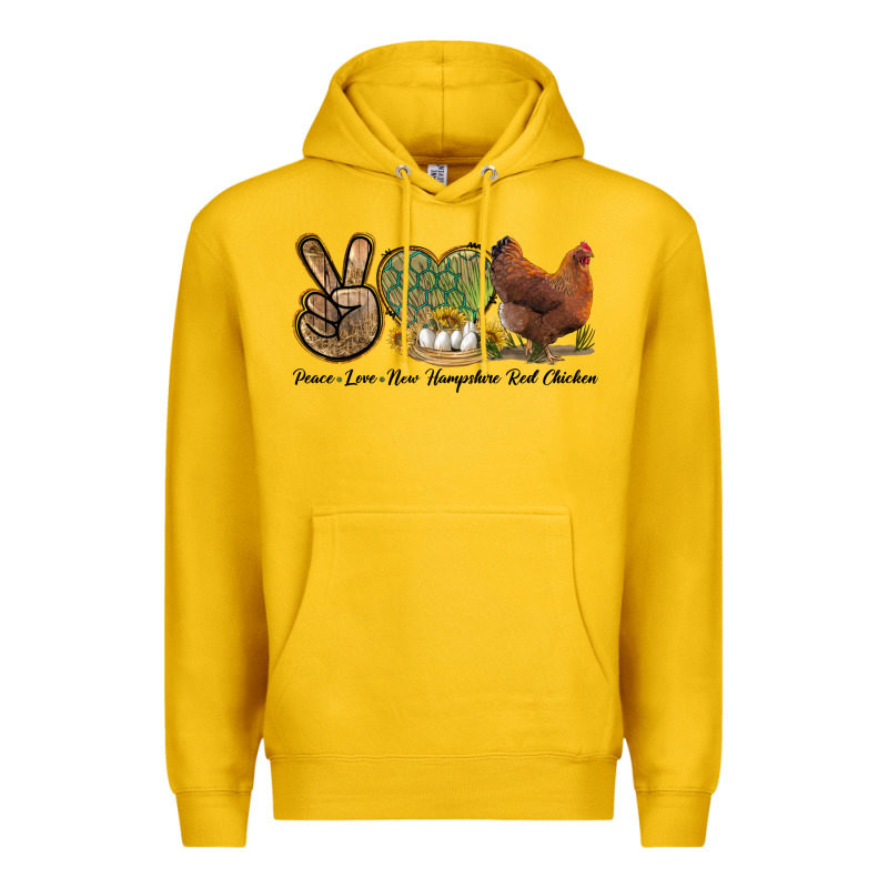 Peace Love New Hampshire Red Chicken Premium Hoodie by LillyAllenDesigns | Teevron