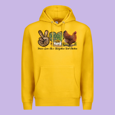Peace Love New Hampshire Red Chicken Premium Hoodie Designed By Lillyallendesigns