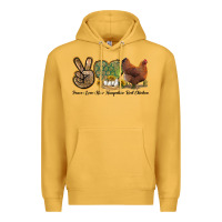 Mustard Peace Love New Hampshire Red Chicken Premium Hoodie - LillyAllenDesigns
