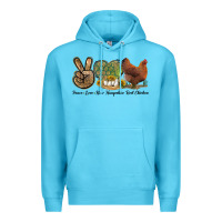 Ocean Blue Peace Love New Hampshire Red Chicken Premium Hoodie - LillyAllenDesigns