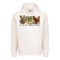 Pale Pink Peace Love New Hampshire Red Chicken Premium Hoodie - LillyAllenDesigns