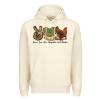 Sandshell Peace Love New Hampshire Red Chicken Premium Hoodie - LillyAllenDesigns