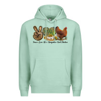 Seafoam Peace Love New Hampshire Red Chicken Premium Hoodie - LillyAllenDesigns