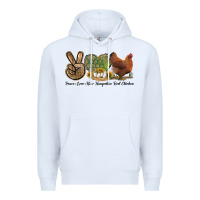 White Peace Love New Hampshire Red Chicken Premium Hoodie - LillyAllenDesigns
