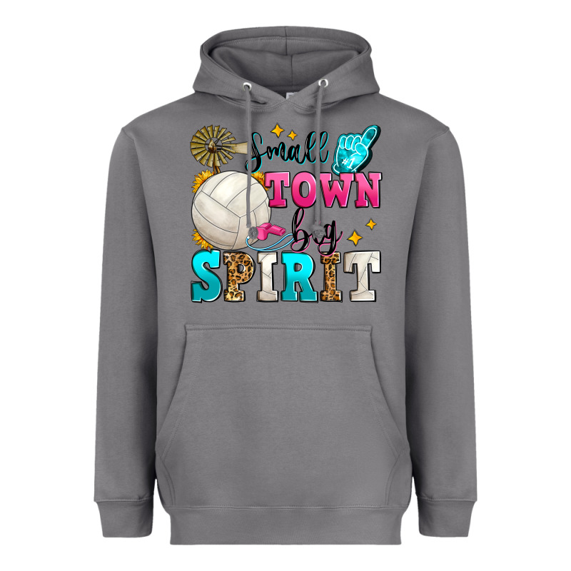 Small Town Big Spirit Volleyball Heavyweight Hoodie by Zillion Design Studio | Teevron