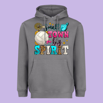Small Town Big Spirit Volleyball Heavyweight Hoodie Designed By Zillion Design Studio