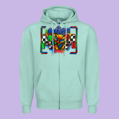Autism Mom Checkered Flag Zipper Hoodie Designed By Zillion Design Studio