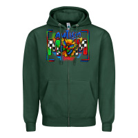 Sports Green autism mom checkered flag Zipper Hoodie - Zillion Design Studio