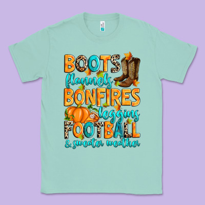 Boots Flannels Bonfires Leggins American Football Classic Tee Designed By Ranaportraitstore