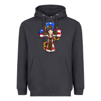 Smoke american flag cross cow skull sunflowers Heavyweight Hoodie - RanaPortraitStore