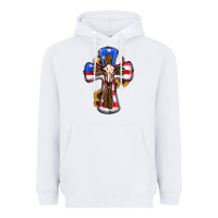 White american flag cross cow skull sunflowers Heavyweight Hoodie - RanaPortraitStore