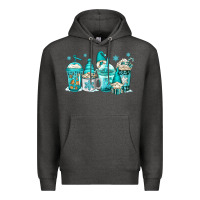 Charcoal Heather winter christmas gnomes coffee cups Premium Hoodie - Jasminsmagicworld