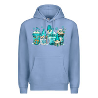 Colony Blue winter christmas gnomes coffee cups Premium Hoodie - Jasminsmagicworld
