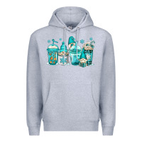 Heather Grey winter christmas gnomes coffee cups Premium Hoodie - Jasminsmagicworld