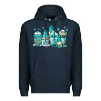 Navy winter christmas gnomes coffee cups Premium Hoodie - Jasminsmagicworld