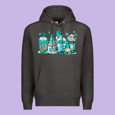 Winter Christmas Gnomes Coffee Cups Premium Hoodie Designed By Jasminsmagicworld