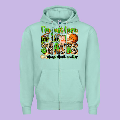 Im Just Here For The Snacks Basketball Brother Zipper Hoodie Designed By Zillion Design Studio