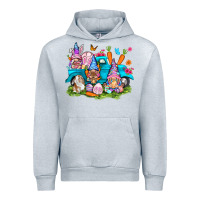 Heather Grey Easter gnomies with truck Urban Hoodie - NancyCooperArtShop