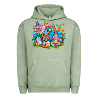 Pigment Oil Green Easter gnomies with truck Urban Hoodie - NancyCooperArtShop