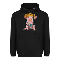 Black sunflower pig with gemstone Heavyweight Hoodie - RanaPortraitStore
