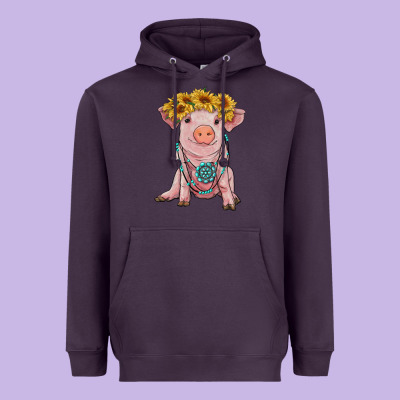 Sunflower Pig With Gemstone Heavyweight Hoodie Designed By Ranaportraitstore