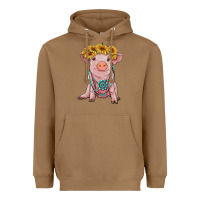 Toasted Coconut sunflower pig with gemstone Heavyweight Hoodie - RanaPortraitStore