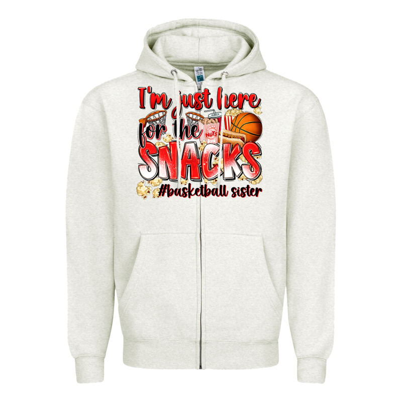Im Just Here For The Snacks Basketball Sister Zipper Hoodie by Zillion Design Studio | Teevron