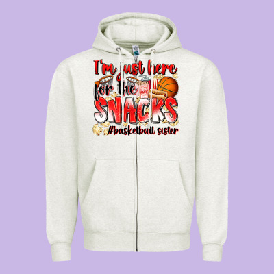 Im Just Here For The Snacks Basketball Sister Zipper Hoodie Designed By Zillion Design Studio