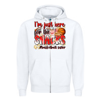 White im just here for the snacks basketball sister Zipper Hoodie - Zillion Design Studio