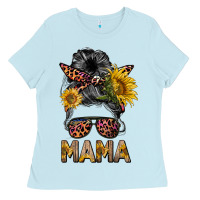 Mess Bun Mama Sunflowers Ladies Tee | Teevron