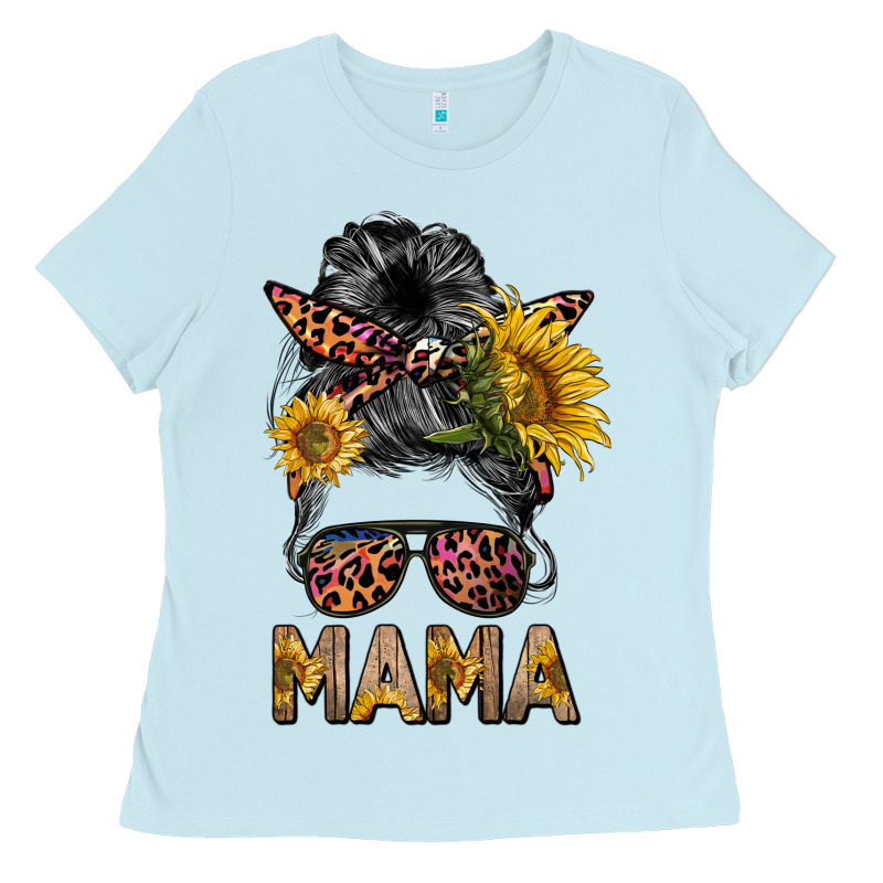 Mess Bun Mama Sunflowers Ladies Tee by BarkalooDesign | Teevron