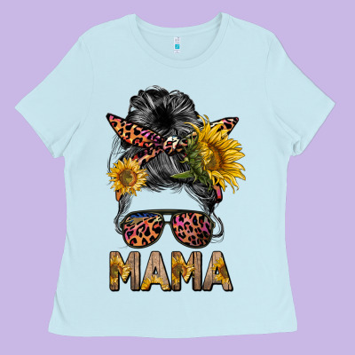 Mess Bun Mama Sunflowers Ladies Tee Designed By Barkaloodesign
