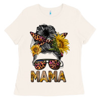 Bone mess bun mama sunflowers Ladies Tee - BarkalooDesign