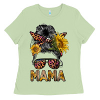 Matcha mess bun mama sunflowers Ladies Tee - BarkalooDesign