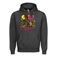 Charcoal Heather shoulda been a cowgirl bucking horse Zipper Hoodie - texasbilliewilder