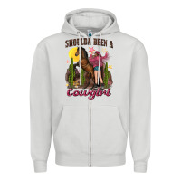 Dove Grey shoulda been a cowgirl bucking horse Zipper Hoodie - texasbilliewilder
