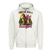 Oatmeal Heather shoulda been a cowgirl bucking horse Zipper Hoodie - texasbilliewilder