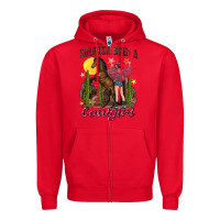 Red shoulda been a cowgirl bucking horse Zipper Hoodie - texasbilliewilder