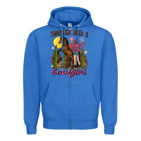 True Royal shoulda been a cowgirl bucking horse Zipper Hoodie - texasbilliewilder