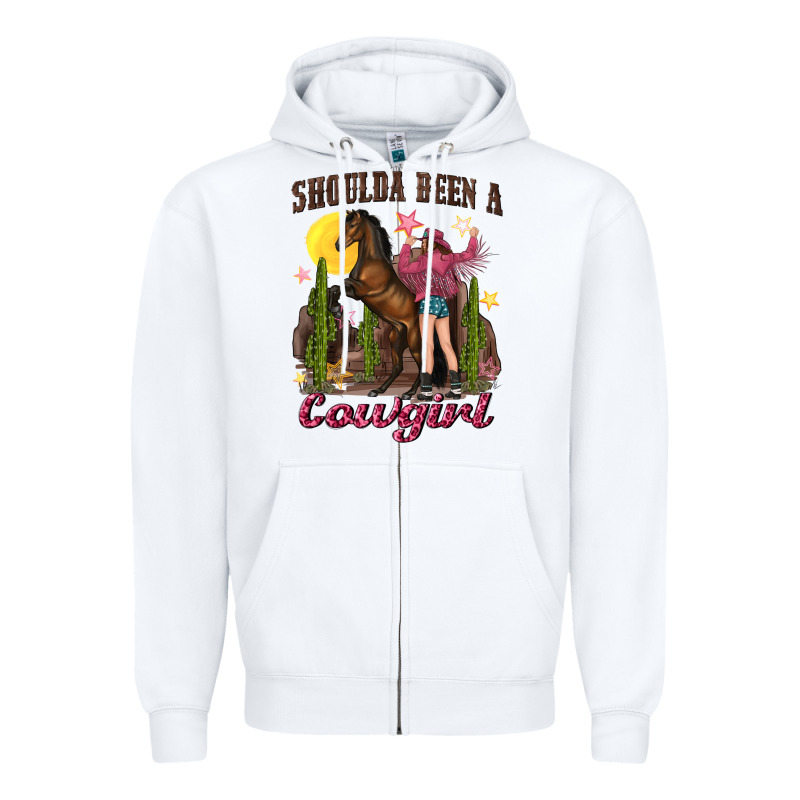 Shoulda Been A Cowgirl Bucking Horse Zipper Hoodie by texasbilliewilder | Teevron