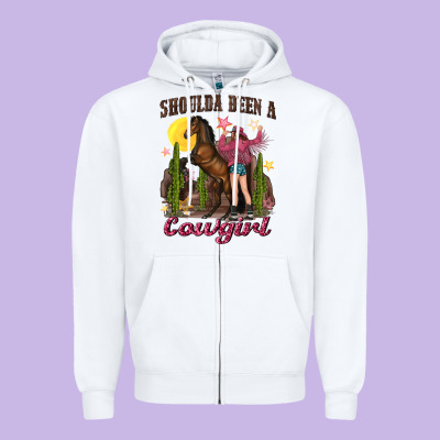 Zipper Hoodie shoulda been a cowgirl bucking horse